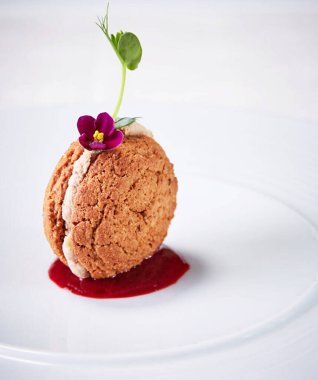 Arka plan için yakın plan enfes makarna kurabiyesi.