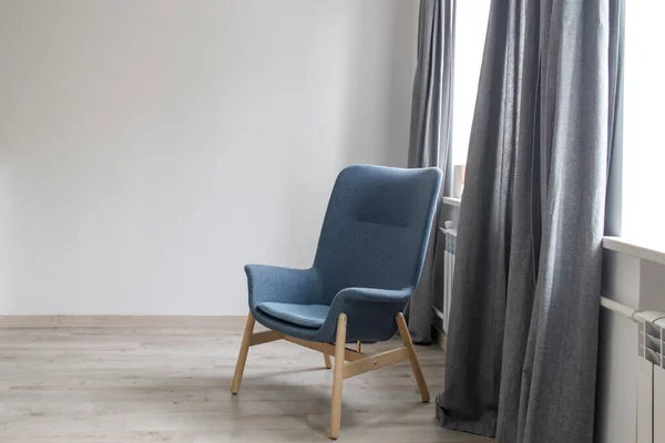 Room Interior Scandinavian Style White Gray Tones Gray Armchair Wooden — 图库照片