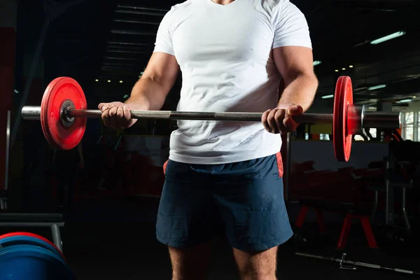 Male Athlete Lifts Barbell — Stock Photo, Image