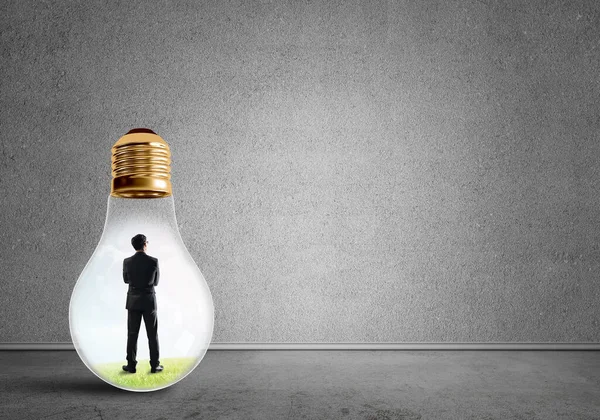 Businessman Trapped Bulb — Stock Photo, Image