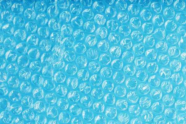 Textura Filme Bolha Embalagem Fundo Azul Tela Cheia — Fotografia de Stock