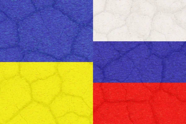 Ukraine Und Russische Flagge Kriegskonzept — Stockfoto