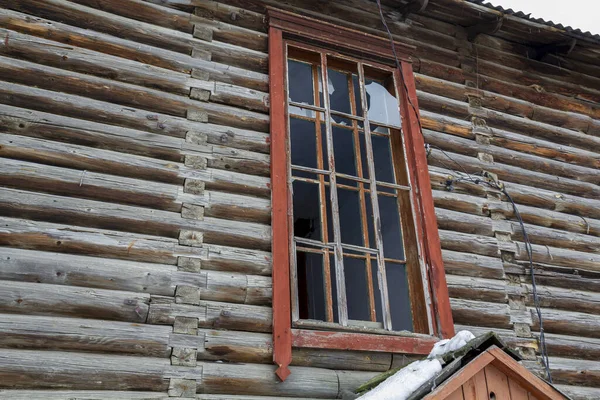Façade Fenêtre Une Maison Avec Verre Cassé Détruite Par Une — Photo