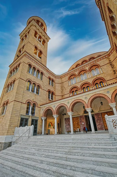 Chiesa Agios Nektarios Saint Nectarios Nell Isola Aegina Mattino Grecia — Foto Stock