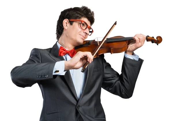 Young Musician Plays Violin — Stock Photo, Image