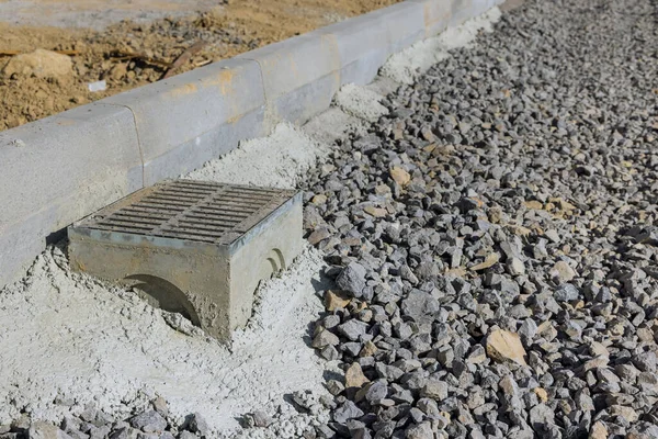 Territoire Amélioration Installation Construction Une Trappe Pluviale Drainage Des Eaux — Photo