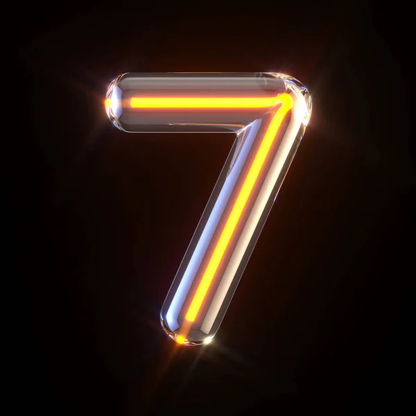 Gloeiende Glazen Buis Lettertype Number Seven — Stockfoto