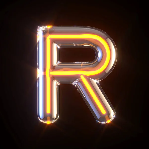 发光玻璃管字体R字3D — 图库照片