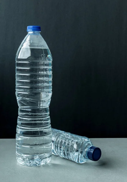 Two Plastic Bottles Filled Mineral Water — Stock Photo, Image