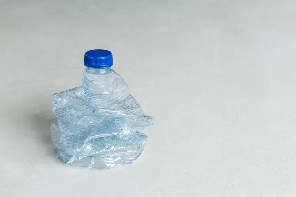 Crushed Blue Plastic Bottle — Stock Photo, Image