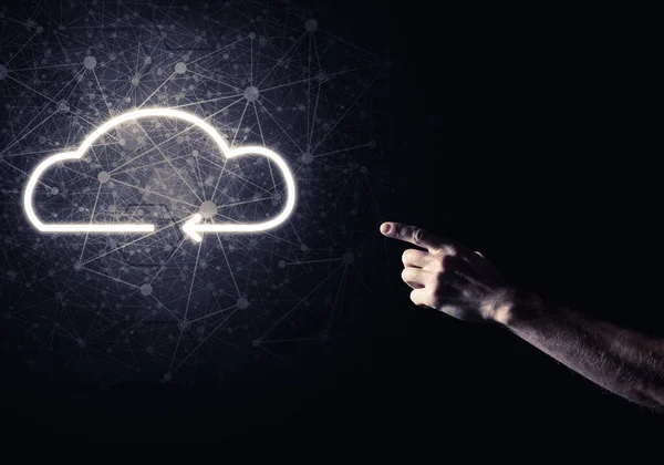 Digitales Cloud Symbol Als Symbol Für Drahtlose Verbindung Auf Dunklem — Stockfoto
