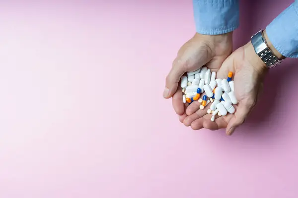 Farmaceutische Pillen Handen Gezondheidszorgconcept — Stockfoto