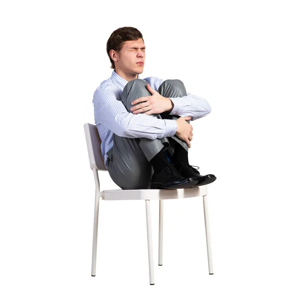 Empresário Uma Cadeira Vista Fundo — Fotografia de Stock