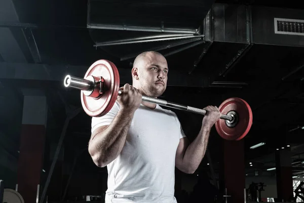 Male Athlete Lifts Barbell — Stock Photo, Image