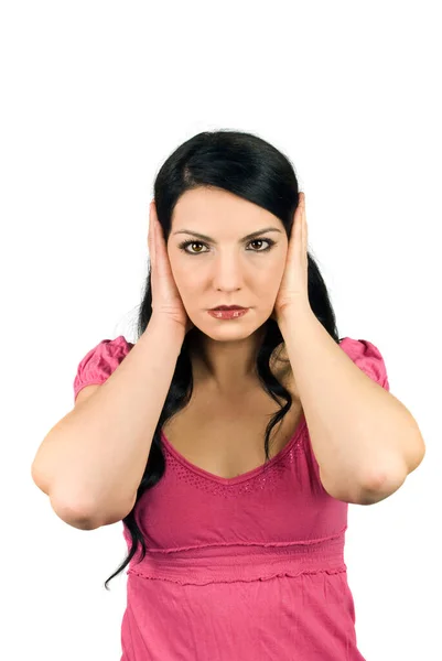 Woman Hear Evil Background View — Stock Photo, Image