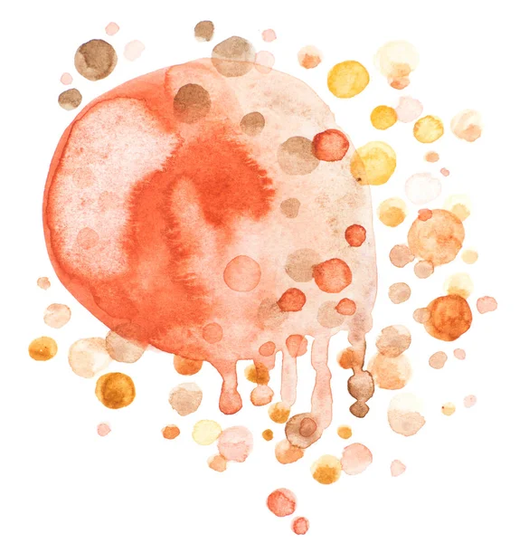 棕色滴水彩飞溅 圆形艺术品纹理 — 图库照片