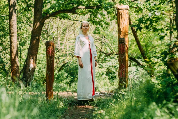 Happy Woman Pagan Priestess Prepared Ceremony Old Faith Our Time — Stock Photo, Image