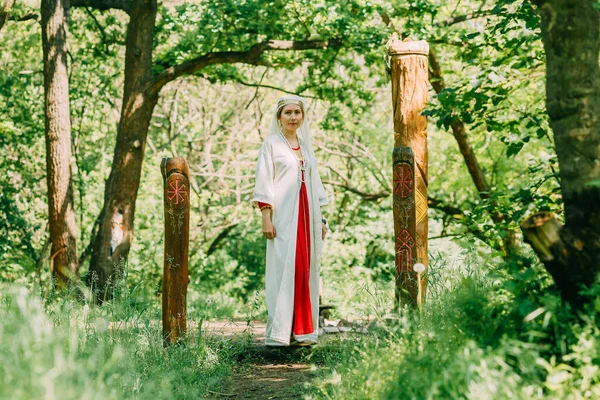 Boldog Pogány Papnő Készült Szertartásra Régi Hit Időnkben Évszakok Nyár — Stock Fotó