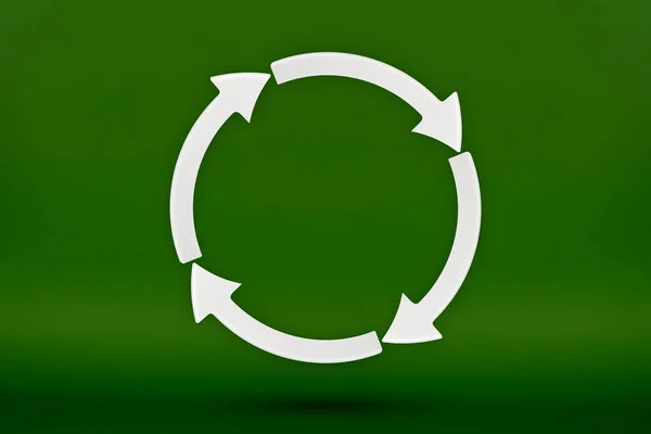 Ecology Recycling Symbol White Arrows Form Circle Image Green Background — Stock Photo, Image