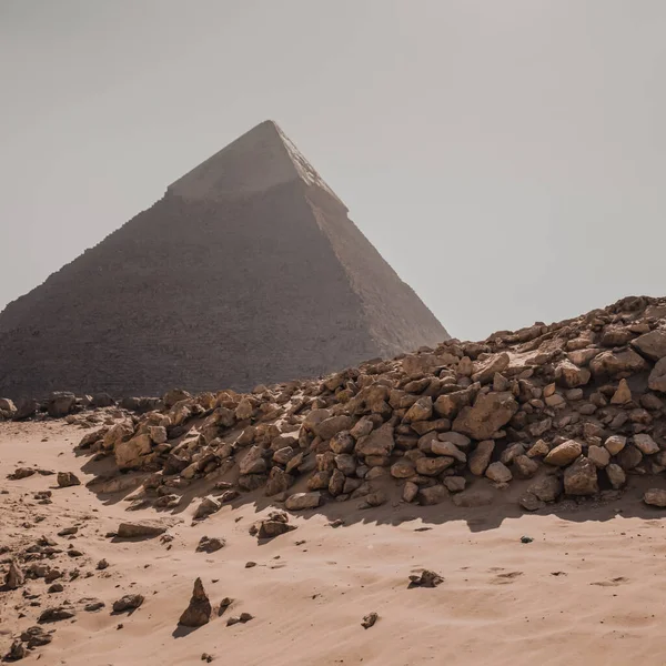 Oude Egyptische Ruïnes Piramides Zandwoestijn Caïro — Stockfoto
