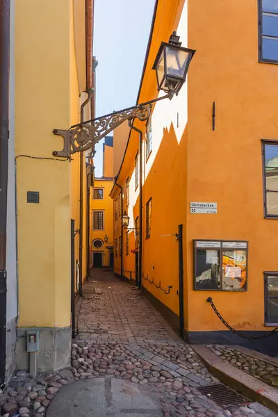 Stockholm Sveç Temmuz 2017 Şehrin Tarihi Bölgesinde Dar Sokaklar Gamla — Stok fotoğraf