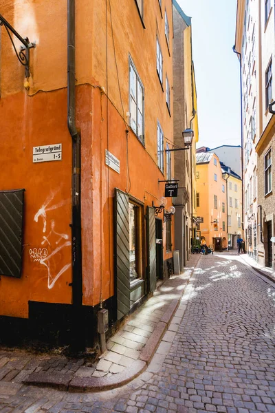Stockholm Sweden July 2017 Narrow Streets Historic Part Town Old — Stock Photo, Image