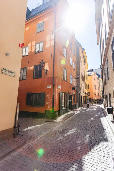 Stockholm Szwecja Lipca 2017 Wąskie Uliczki Historycznej Części Miasta Staromodne — Zdjęcie stockowe