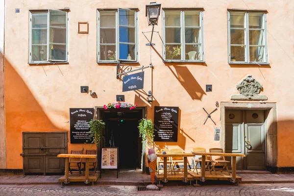 Stockholm Sveç Temmuz 2017 Açık Kapıları Açık Masaları Olan Bir — Stok fotoğraf