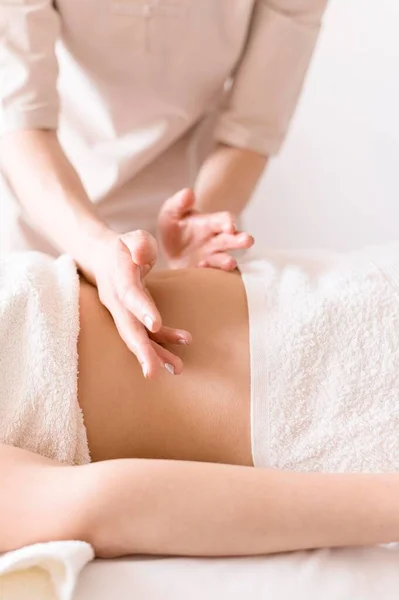 Relaxing Abdomen Massage Woman — Stock Photo, Image