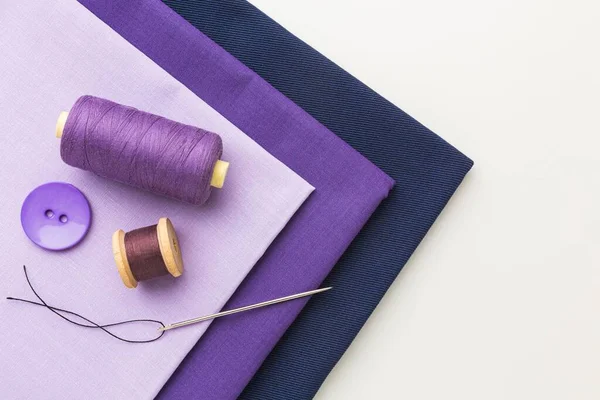 Top View Fabrics Thread Button — Stok fotoğraf