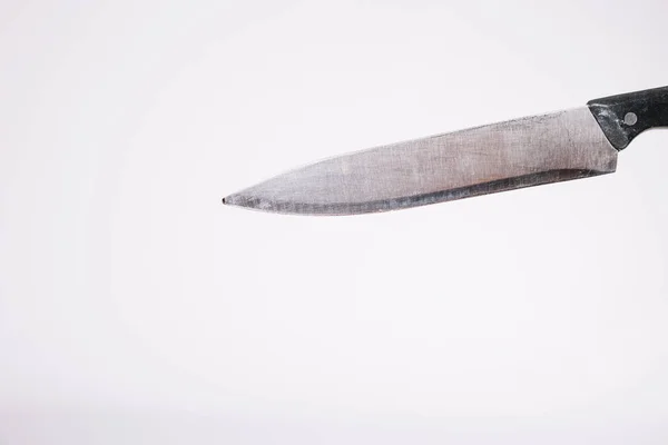 Arka Planda Tüyler Ürpertici Çelik Bıçak Kapat — Stok fotoğraf