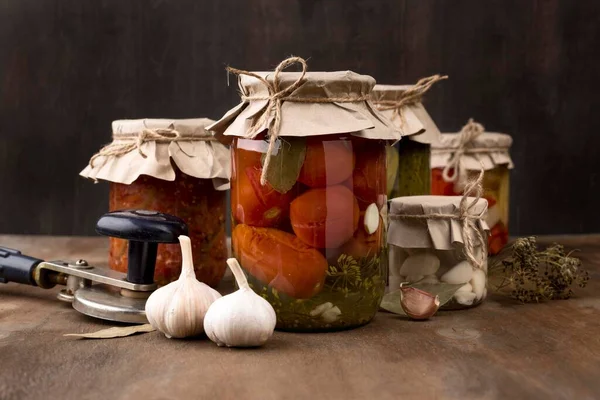 Homemade Preserves Composition View — Stock Photo, Image