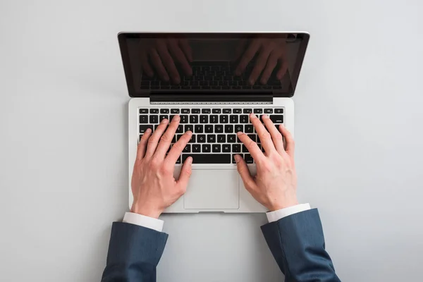 Top View Laptop Hands — Stock Photo, Image