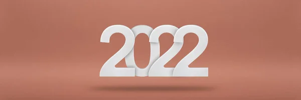 祝2022年新年快乐 节庆3D横幅 白色编号2022 红色背景 节日海报或横幅设计 新年快乐现代背景 — 图库照片