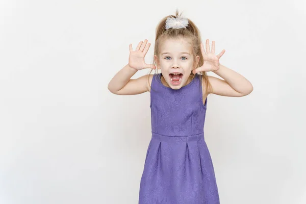 Portrait Little Girl Shocked Expression — Fotografia de Stock