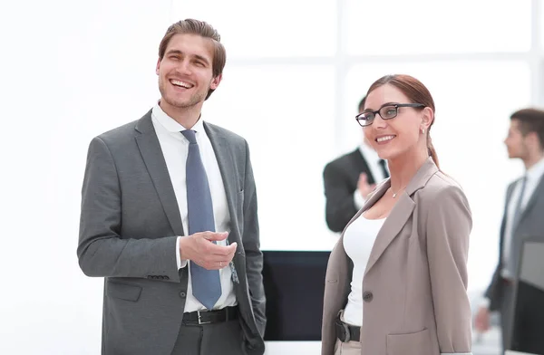 Business Partners Standing Modern Office — Stock Photo, Image