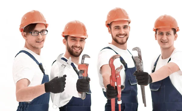 Gruppe Von Klempnern Mit Arbeitswerkzeugen — Stockfoto