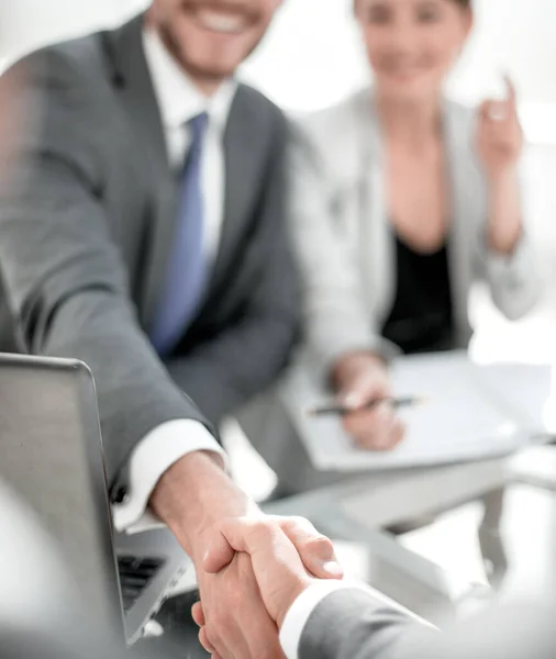 Background Image Business Handshake Desk — Stock Photo, Image