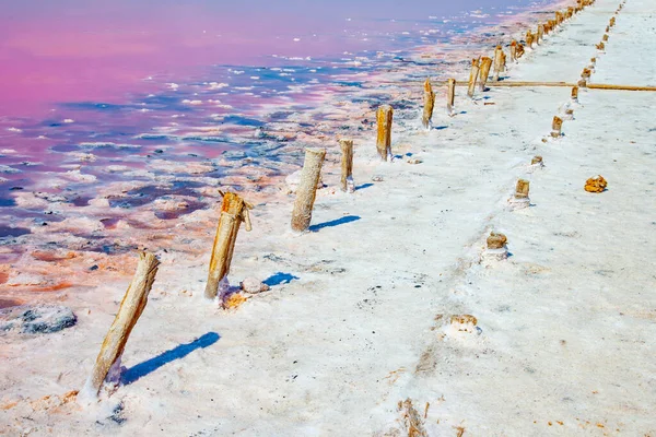 Paesaggio Insolito Crimea Yevpatoria Lago Rosa — Foto Stock