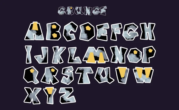 Latin Alfabet Grunge Collage Stil Engelska Bokstäver Klistermärken Ikut Och — Stockfoto