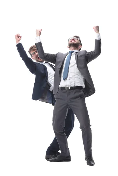 Full Growth Two Very Happy Young Businessmen — Stock Photo, Image