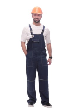 Tam gelişim. Çizimleri olan yetenekli bir işçi.