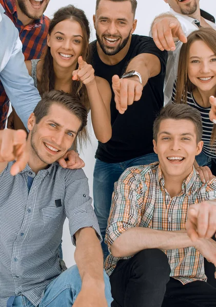 Group Successful Young Men Pointing You — Stock Photo, Image