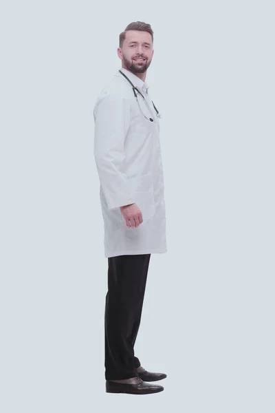 Sidovy Leende Barnläkare Doctor Med Stetoskop — Stockfoto
