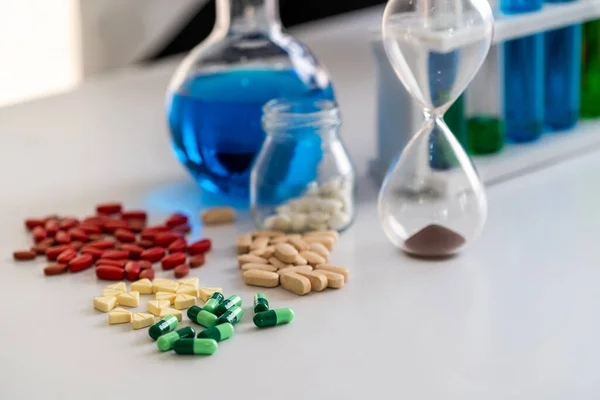 Medicina Comprimidos Comprimidos Laboratório Pesquisa — Fotografia de Stock