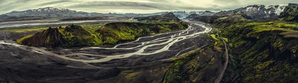 Krajobraz Thorsmork Góralskiej Islandii — Zdjęcie stockowe
