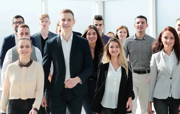 Group Ambitious Young People Walking New Office — Stock Photo, Image
