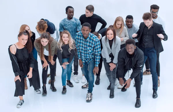Velká Skupina Různorodých Mladých Lidí Začíná — Stock fotografie