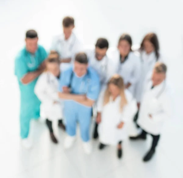 Pohled Shora Velká Skupina Lékařů Ukazuje Vás — Stock fotografie