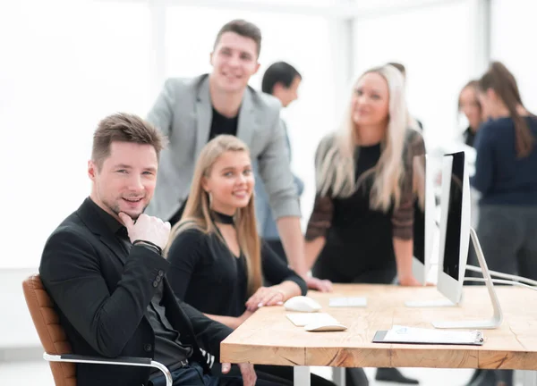 Group Young Business People Workplace — Stock Photo, Image
